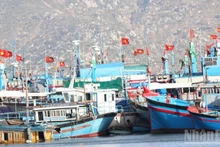 Fishing boat of fishermen in Ca Na commune, Khanh Hoa Province moored, preparing for repairs. (Photo: NGUYEN TRUNG)