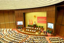 A view of the national conference held by the Politburo and the Secretariat of the Party Central Committee to disseminate and implement the Resolution of the 14th National Party Congress, on February 7 (Photo: VNA)