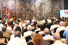 Bruno Rodríguez Parrilla, Foreign Minister of Cuba, delivers an emotional speech at the ceremony. (Photo: Embassy of Viet Nam in Cuba)