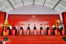 Delegates attend the groundbreaking ceremony for the 10 projects.