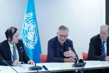 UN Under-Secretary-General for Peace Operations Jean-Pierre Lacroix speaks at the press briefing in Ha Noi (Photo: VNA)