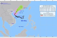 Forecast map of the track and intensity of Storm No.01 as of 5:00 AM on June 14, 2025.