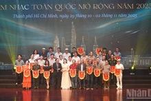 Commemorative flags presented to participating units at the festival. (Photo: Linh Bao)