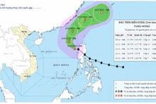 Forecast map of Storm No. 14’s track and intensity issued at 5:00 am on November 10, 2025. (Source: National Centre for Hydro-Meteorological Forecasting)