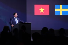 Prime Minister Pham Minh Chinh speaks at the Viet Nam-Sweden Business Forum in Stockholm on June 12 (local time). (Photo: VNA)