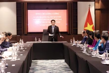 State President Luong Cuong speaks at the working session with Vietnamese Ambassadors to African countries. (Photo: VNA)