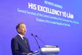 Party General Secretary and State President To Lam delivers a keynote address at the 23rd Shangri-La Dialogue. (Photo: VNA)