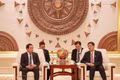 Politburo member and Secretary of the Ha Noi Party Committee Tran Duc Thang meets with Chen Gang, member of the Communist Party of China (CPC) Central Committee, Secretary of the CPC Committee and Chairman of the Standing Committee of the People’s Congress of the Guangxi Zhuang Autonomous Region, while accompanying Party General Secretary and State President To Lam on a state visit to China. (Photo: VNA)
