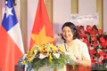 Chilean Ambassador to Viet Nam Nasly Bernal Prado delivers remarks at the anniversary celebration.