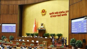 Lawmakers vote on the Law on Mutual Judicial Assistance in Criminal Matters at the 15th National Assembly's 10th session on November 26. (Photo: VNA)