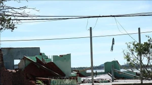 Houses in Xuan Canh commune, Dak Lak province, completely collapse. (Photo: VNA)