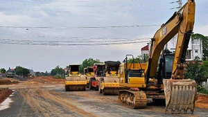 Construction vehicles in the northeast of Thanh Hoa province.