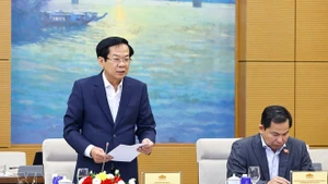 Minister of Home Affairs Do Thanh Binh delivers a report on election preparation progress at the conference (Photo: VNA)