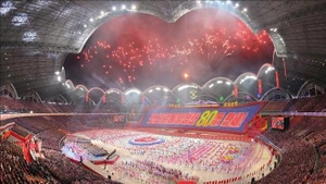 A ceremony marks the 80th founding anniversary of the Workers' Party of Korea in Pyongyang on October 9. (Photo: Yonhap/VNA)