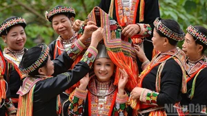 Bridal costumes of Red Dao women in Tan Linh, Lao Cai.