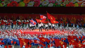 An artistic programme marks the 80th anniversary of the WPK on October 9, 2025. (Photo: Xinhua/VNA)