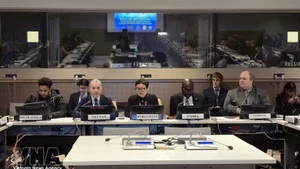 Minister-Counsellor Nguyen Hoang Nguyen, Chargé d’Affaires ad interim of the Permanent Mission of Vietnam to the United Nations (second, left), speaks at the debate. (Photo: VNA)