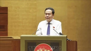 Chairman of the National Assembly Tran Thanh Man delivers the opening speech at the event. (Photo: VNA)