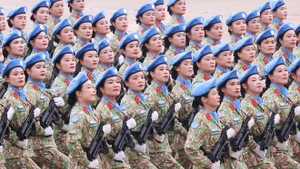 The formation of the Vietnamese female peacekeepers at the grand parade marking the 80th anniversary of the August Revolution and National Day on September 2 (Photo: VNA)