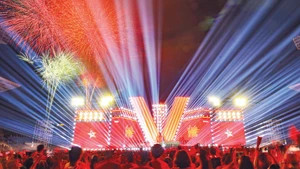 The art programme entitled “Fatherland in the Heart” organised by Nhan Dan Newspaper attracts more than 50,000 spectators at My Dinh National Stadium. (Photo: THE DAI)