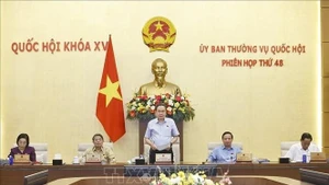 NA Chairman Tran Thanh Man speaks at the closing of the NA Standing Committee's 48th session. (Photo: VNA)