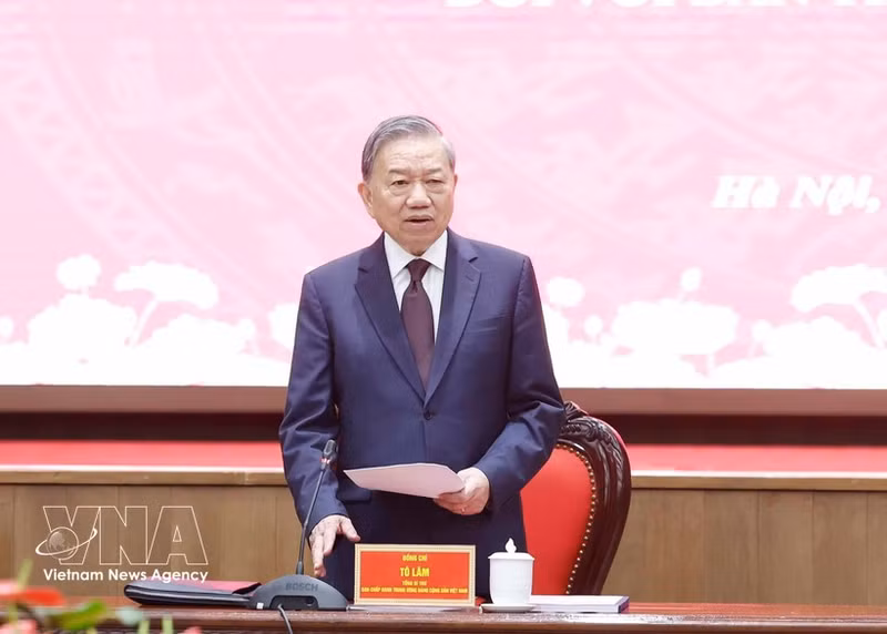 Party General Secretary To Lam speaks at the conference (Photo: VNA)