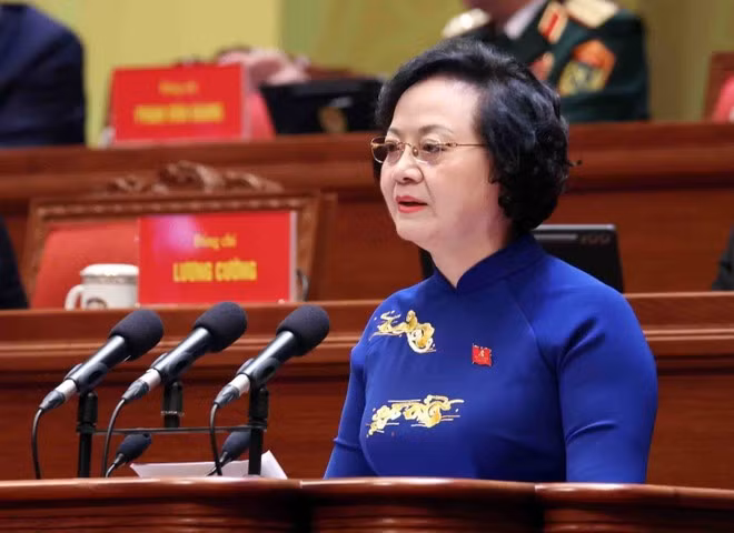 Deputy Prime Minister Pham Thi Thanh Tra speaks at the 14th National Party Congress. (Photo: VNA)