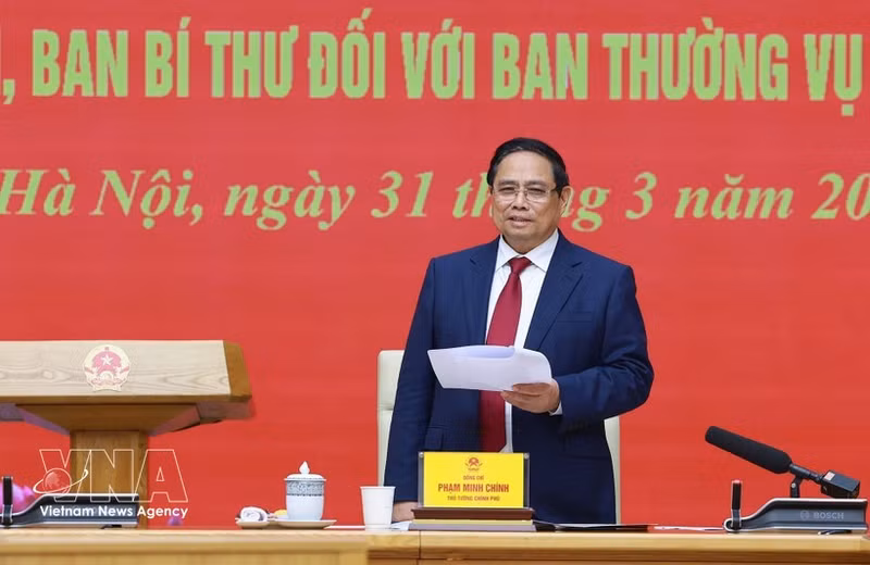 Prime Minister Pham Minh Chinh, who also serves as Secretary of the Government Party Committee, speaks at the conference. (Photo: VNA)