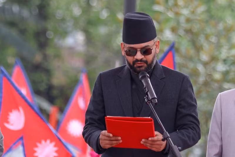 Newly appointed Prime Minister of Nepal Balendra Shah is sworn in on March 27, 2026. (Photo: Xinhua/VNA)