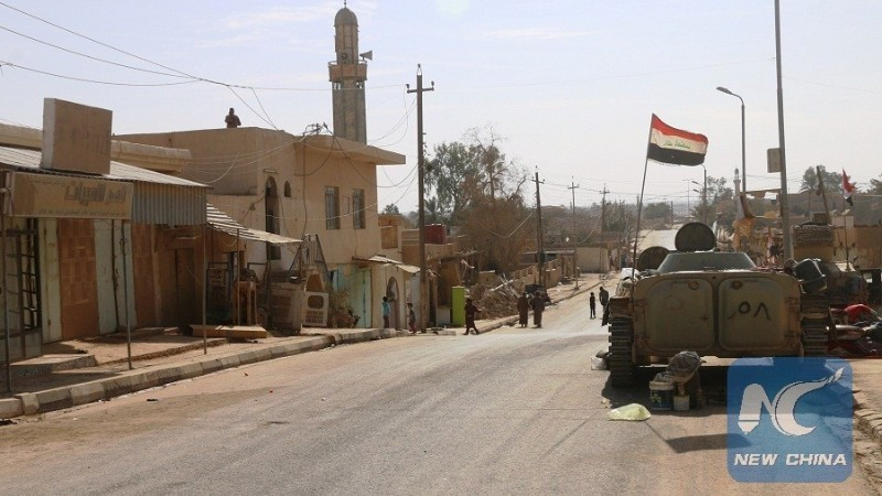 A military vehicle near Rawa City, close to the Iraq–Syria border area. (Photo: Xinhua)