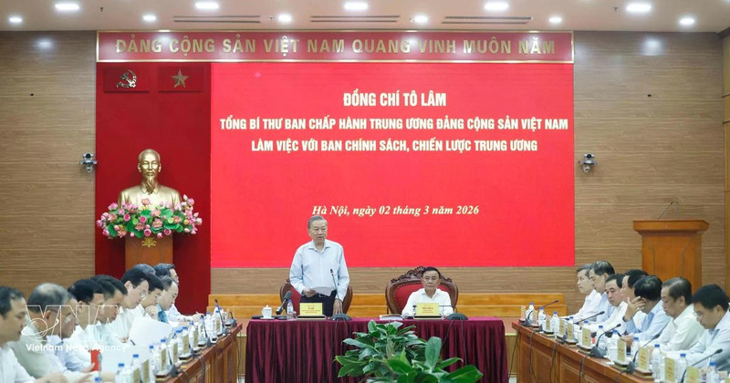 At a working session on the draft resolution for double-digit growth (Photo: VNA)