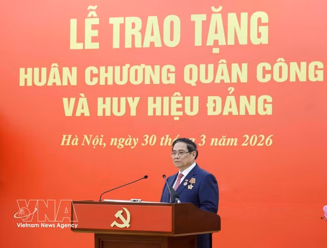 PM Pham Minh Chinh speaks at the event (Photo: VNA)