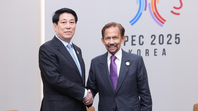 State President Luong Cuong met Sultan of Brunei Haji Hassanal during APEC 2025 high-level week. (Photo: VNA)