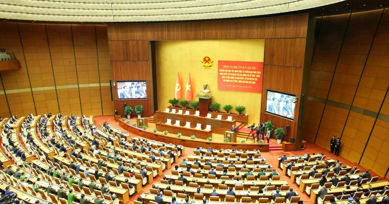 An overview of the national conference held on February 25 to disseminate and implement Resolution No. 79 and Resolution No. 80 (Photo: VNA)