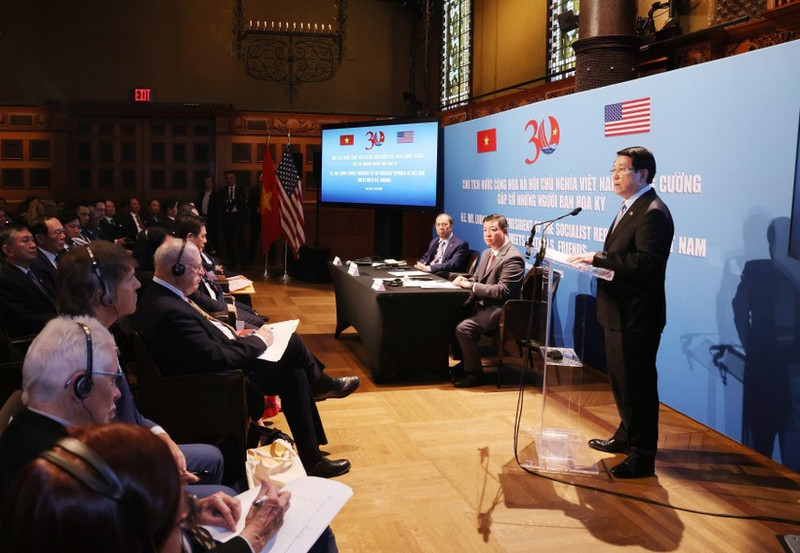 State President Luong Cuong speaks at the event (Photo: VNA)