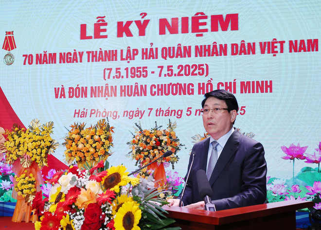 State President Luong Cuong speaks at the ceremony (Photo: VNA)