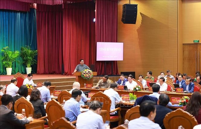 Prime Minister Pham Minh Chinh speaks at the working session. (Photo: VNA) Prime Minister Pham Minh Chinh speaks at the working session. (Photo: VNA)