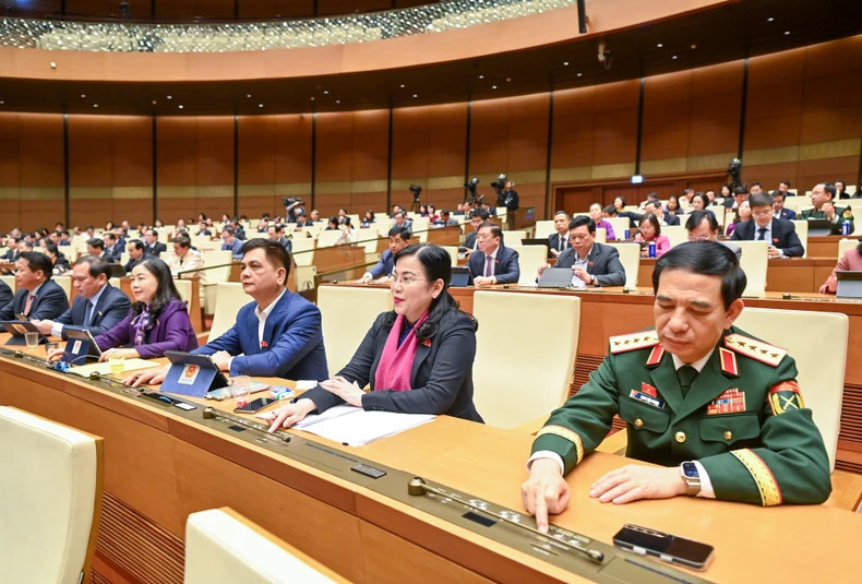 National Assembly deputies of Thai Nguyen Province vote to pass the laws at the 9th Extraordinary Session. (Photo: Duy Linh) National Assembly deputies of Thai Nguyen Province vote to pass the laws at the 9th Extraordinary Session. (Photo: Duy Linh)