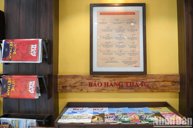 The exhibition space includes special publications and important documents of Nhan Dan Newspaper.