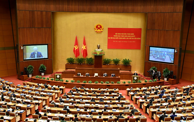 General Secretary Nguyen Phu Trong speaks at the National Cultural Conference. (Photo: Dang Khoa)
