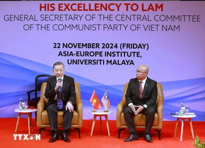 Party General Secretary To Lam expresses his admiration not only for the achievements Malaysia has made but also for the ambitious plans laid out by the Malaysian Government. (Photo: VNA) Party General Secretary To Lam expresses his admiration not only for the achievements Malaysia has made but also for the ambitious plans laid out by the Malaysian Government. (Photo: VNA)
