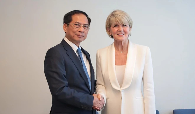 Deputy PM and FM Bui Thanh Son and the UN Secretary-General’s Special Envoy on Myanmar Julie Bishop at their meeting in New York on September 22. (Photo: VNA) Deputy PM and FM Bui Thanh Son and the UN Secretary-General’s Special Envoy on Myanmar Julie Bishop at their meeting in New York on September 22. (Photo: VNA)