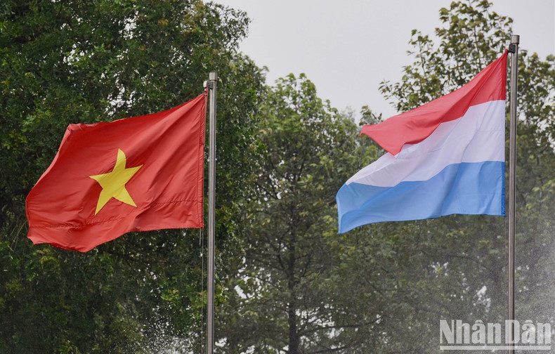 National flags of two countries.