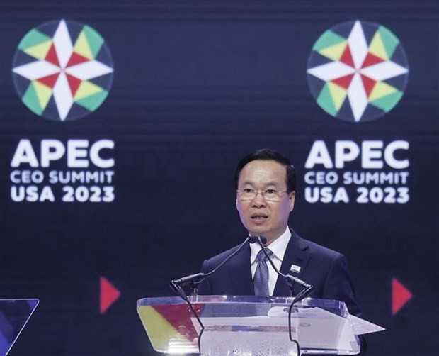 President Vo Van Thuong speaks at the summit. (Photo: VNA) President Vo Van Thuong speaks at the summit. (Photo: VNA)