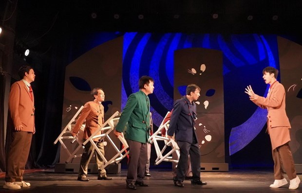 Artists of Vietnam National Drama Theatre perform a play .(Photo: VNA)