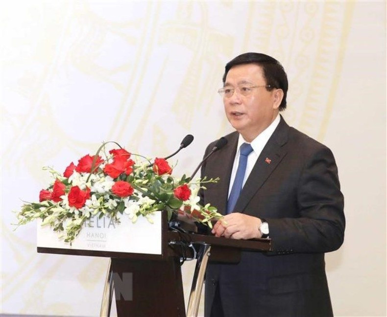 Politburo member Nguyen Xuan Thang speaks at the event. (Photo: VNA)