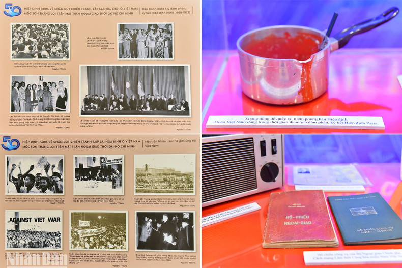 Many pictures and mementoes related to the Paris Peace Accords were displayed on the sidelines of the ceremony.