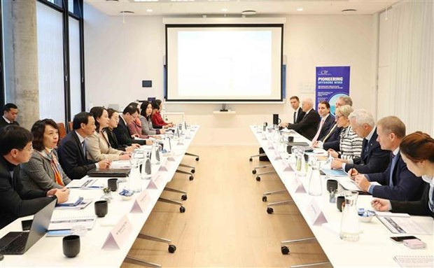 At the meeting with executives of Copenhagen Infrastructure Partners. (Photo: VNA)