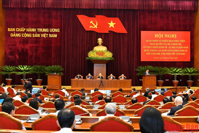 The conference aims to grasp and implement the Politburo's resolution on the direction of socio-economic development and ensuring national defence and security in the Southeast region until 2030, with a vision to 2045. The conference aims to grasp and implement the Politburo's resolution on the direction of socio-economic development and ensuring national defence and security in the Southeast region until 2030, with a vision to 2045.