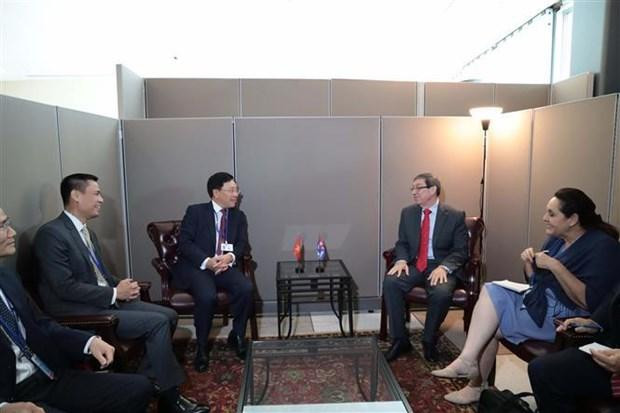Deputy Prime Minister Pham Binh Minh and Cuban Minister of Foreign Affairs Bruno Rodriguez Parrilla (Photo: VNA)